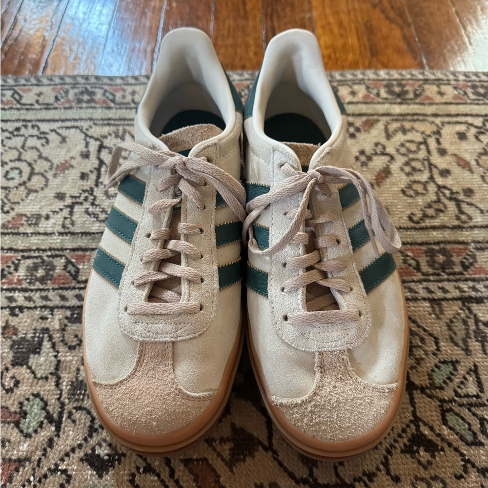 adidas Women's Gazelle Sneakers in Cream and Green